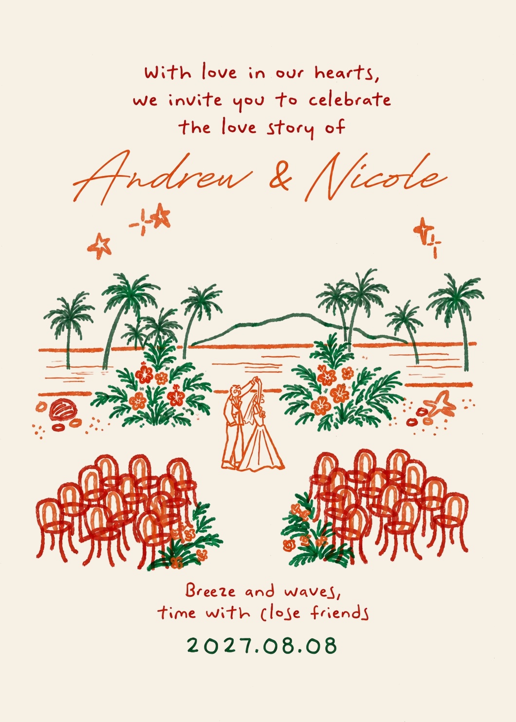 Andrew & Nicole 婚禮招待狀插圖 / Wedding invitation illustration